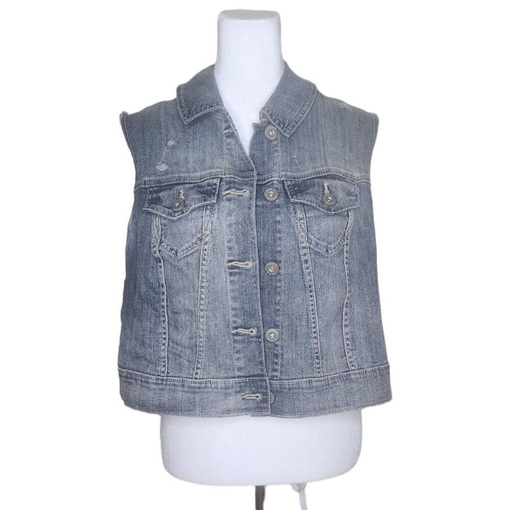 Torrid Sleeveless Denim Button Down Vest Womens Size 0 XL Blue